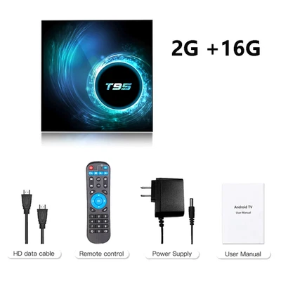 Smart TV Box 2025 T95 plus HD 6K Android 14 Allwinner H616 4GB 64GB 128GB Dual W - Immagine 1 di 4