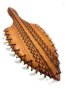 Alii Hawaiian Club 19 inch with Etched Tribal Design - Lei O Mano | #koa1595nets - Picture 1 of 1