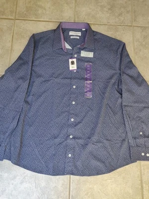 XXL Camisa de Vestir Elástica Paisley Nick Graham Púrpura Manga Larga Con Botones Foto 1 de 4