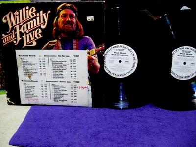 WILLLIE NELSON & FAMILY LIVE 1978 Columbia PROMO 2 Lp WHITE LABEL VG+ VINYL RARE - Image 1 of 4