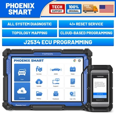 🔥TOPDON Phoenix Smart Ultra Diagnostic tablet Online Programming 41+Reset J2534 - Image 1 of 4