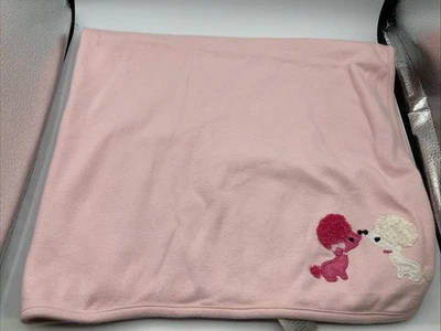 Gymboree Poodles Baby Blanket Pink & White Dogs Bows Cotton 2010 Good Condition - Image 1 of 4