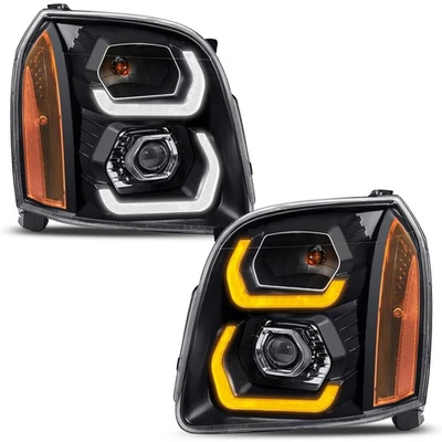 Black Sequential LED Projector Headlights Fits 2007-2014 GMC Yukon XL 1500 08 09 - Image 1 of 4