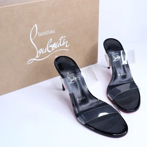 CHRISTIAN LOUBOUTIN Just Nothing Sandalette mit Absatz 85 mm schwarz Leder PVC Damen 36 - Bild 1 von 9
