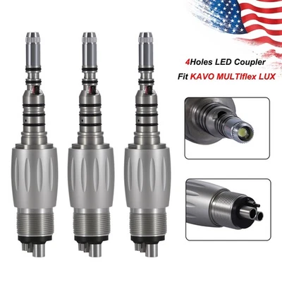Acoplador rápido LED dental estilo KAVO 3 piezas 4 orificios para pieza de mano de fibra óptica Foto 1 de 4