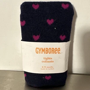 NWT Gymboree girls tights Heart Navy Blue 6-12M Baby - Picture 1 of 3