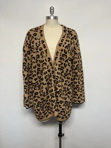 Vtg Azzedine Alaia Brown Leopard Knit Cardigan Coat L - Picture 1 of 12