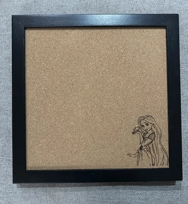 Rapunzel- Disney Inspired Pin Board Cork board. Laser engraved framed 12x12 - Image 1 of 3