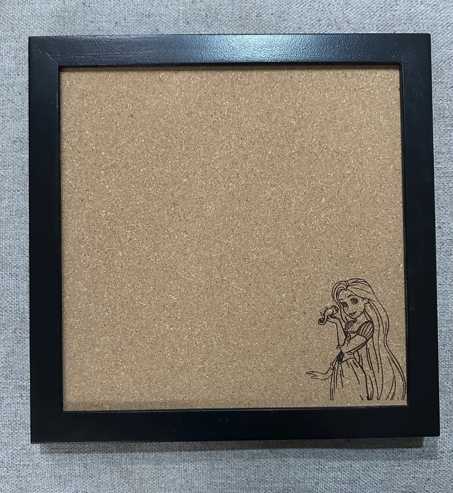 Rapunzel- Disney Inspired Pin Board Cork board. Laser engraved framed 12x12 - Image 1 of 3