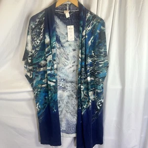 Chicos Kandyce Fierce Blue Soft 3/4 Sleeve Lighweight Cardigan Size  NWT 2 - Med - Picture 1 of 11