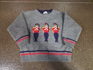 Vintage TKS Basics Kleinkind Urlaub Pullover Soldaten Rundhalsausschnitt Acryl grau 3T - Bild 1 von 5