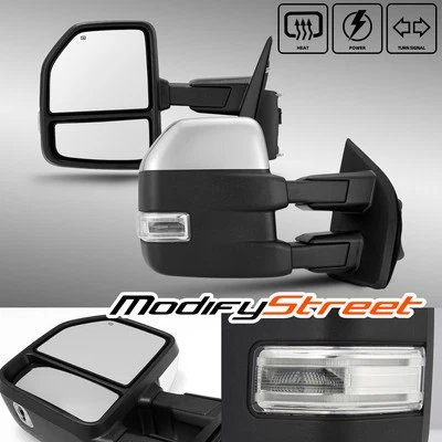 PARA 15-18 F150 ALIMENTACIÓN/CALEFACCIÓN SEÑAL LED 8 PINES NEGRO/CROMO REMOLQUE ESPEJOS LATERALES Foto 1 de 4