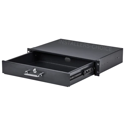 2U Server Rack Drawer 19" Locking Network Cabinet Case, Steel, 22lbs Capacity - Image 1 of 4