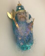 Vintage Highly Embellished German Glass Blown Neptune Christmas Ornament.