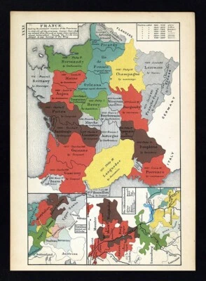 1873 年拉伯顿地图法国各省公元 1000 年 - 德国 10 个圆圈和选民 — 第 1/3 张图片