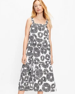 NWT Loft Firework Tiered Square Neck Midi Linen Dress Size Small Retail $99 - Picture 1 of 8