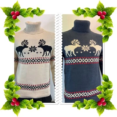 Men's Ex H&M   Christmas Polo Neck Jumper .... Size XS-2XL — 第 1/4 张图片