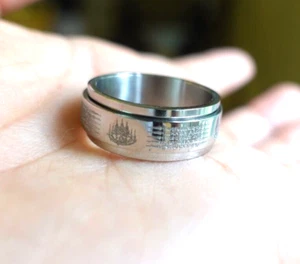Ring Mantra 5 Rows Talisman Stainless size 8 Lucky Protect Thai Amulet - Bild 1 von 19