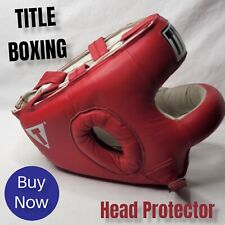 Title Boxing Face Protector Headgear - Adult Lace Up Top and Rear (Red)