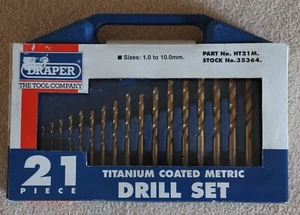 Draper 21 Piece NEW Titanium Coated Metric Drill Set in Carry case - Picture 1 of 4