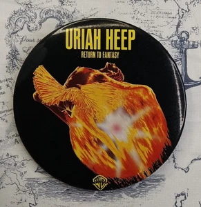 Vintage 1975 Uriah Heap Return To Fantasy WB Promotional 4" Pinback Button - Picture 1 of 2
