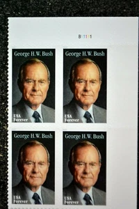 2019USA #5393 Forever - George H.W. Bush - Plate Block of 4  Mint  president - Picture 1 of 4
