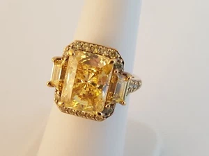 Brillantschliff Gelb CZ Sterlingsilber Vermeil Ring Gr. 6 JD - Bild 1 von 15
