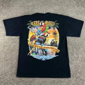 VTG Caribbean Soul Shirt Mens L Outlaw Macaw Beaks On Bikes Jimmy Buffett 2004 - Picture 1 of 12
