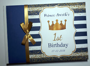 Personalised Royal Prince birthday / Baby Shower guest book, album, gift