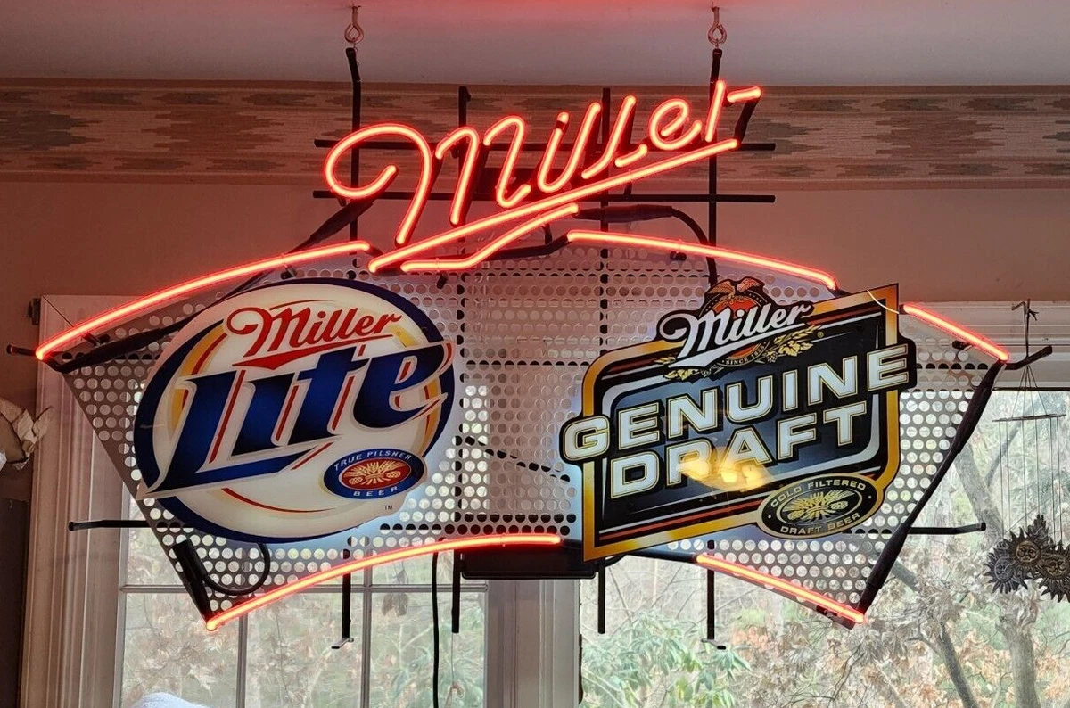 Miller Light Neon Beer Sign In Collectible Miller Signs & Tins for