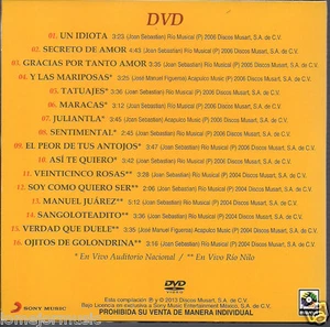 ultra rare DVD 80's 90's Joan Sebastian SECRETO DE AMOR idiota MARACAS 25 rosas - Imagen 1 de 1