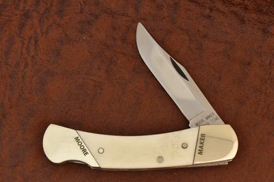 MOORE MAKER MATADOR ТЕХАС СДЕЛАНО В США ГЛАДКАЯ КОСТЬ СРЕДНИЙ ЗАМОК НОЖ (28950) - Изображение 1 из 4