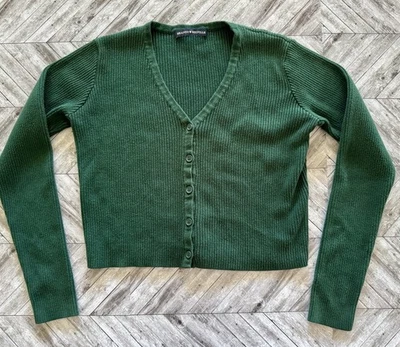 Suéter Brandy Melville Mujer Verde Cárdigan Recortado Exterior Boho Y2K Core Foto 1 de 4
