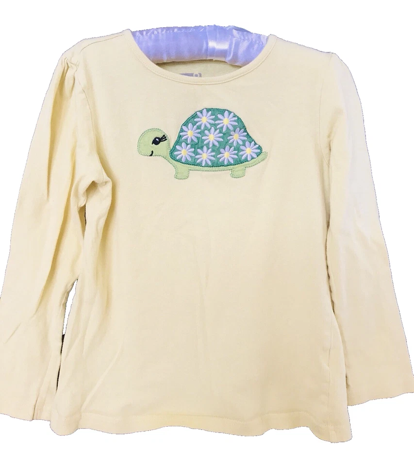 Camiseta Top CRAZY 8 Niñas Niños Mediana 7-8 Amarilla Manga Larga Tortuga Bordada Foto 1 de 4