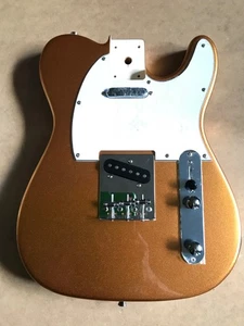 Loaded Tele Style Guitar Body in Shiny Metallic Gold Sparkle Finish for Project - Picture 1 of 7