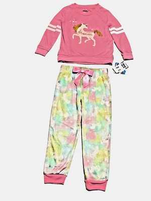 Sleep On It Dream 2 piezas conjunto de pijama rosa top pantalones arco iris suaves ajustados XXS (4/5) Foto 1 de 4
