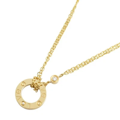 Collar CARTIER Love Circle 2P Diamante Oro Amarillo 18KYG Usado Mujer Foto 1 de 4