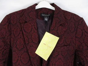 Dialogue Women Lined Coat Sz 16 Red Black Floral One Button Long Sleeve EM38 NWT - Picture 1 of 5