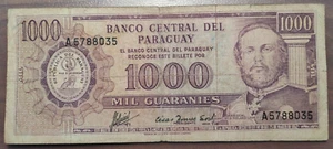 PARAGUAY 1000 GUARANIES 1952 (1963) P 201b BC+ - Picture 1 of 2