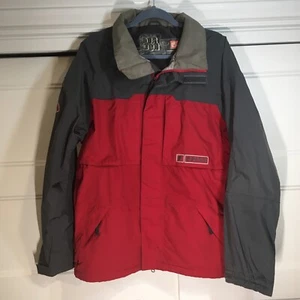 Burton Dry Ride Snowboard Ski Poacher Jacket Parka Mens Large Red Gray - Picture 1 of 7