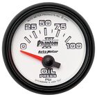 Autometer 7527 2-1/16 In. Oil Pressure Gauge, 0-100 Psi, Air-Core, Phantom Ii, W