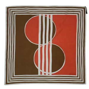 MARC JACOBS Brown Geometric Silk Scarf ITALY 27"/ 26" GC - Picture 1 of 5