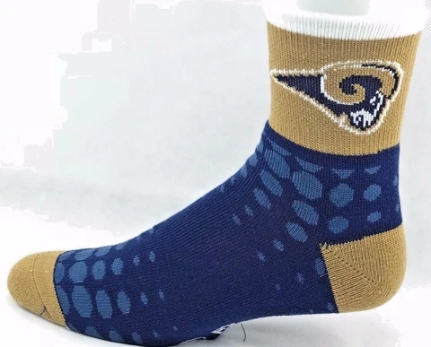 St. Louis Rams Football Navy & Gold Faded Dots Grip Bottom Quarter Socks Cover