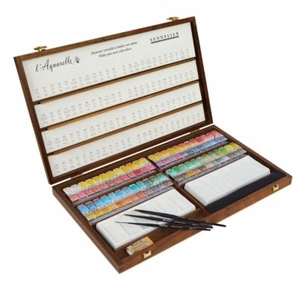 Sennelier L'Aquarelle Artists Watercolour Wooden Box Set of 96 x Half Pans - Picture 1 of 4