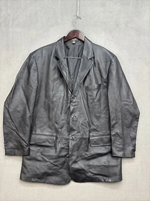 ABRIGO BLAZER DEPORTIVO J. FERRAR de cuero negro grande CHAQUETA USADA EN EXCELENTE ESTADO para hombre Foto 1 de 4