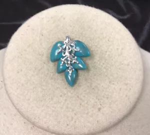 Sterling Silver 925 Turquoise Leaf Pendant LL264 - Picture 1 of 1