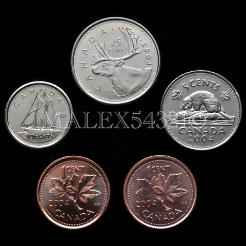 🇨🇦CANADA 2004 DECIMAL COIN SET 1 CENT TO 25 CENT UNCIRCULATED (5 COINS) Cover