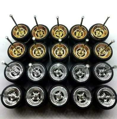 Hot Wheels 4 Spoke Donuts Rubber Tire 10 Sets (Gold+Chrom) 1:64 - Bild 1 von 4