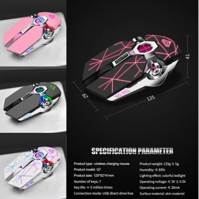 Gaming Mouse Silent Wireless Rechargeable Multi-Colour Backlit Feel good Laptop - Image 1 of 4