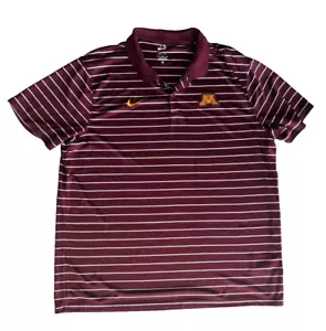 Minnesota Golden Gophers Nike Dri-Fit Polo shirt Mens XL Maroon & white Striped - Picture 1 of 4